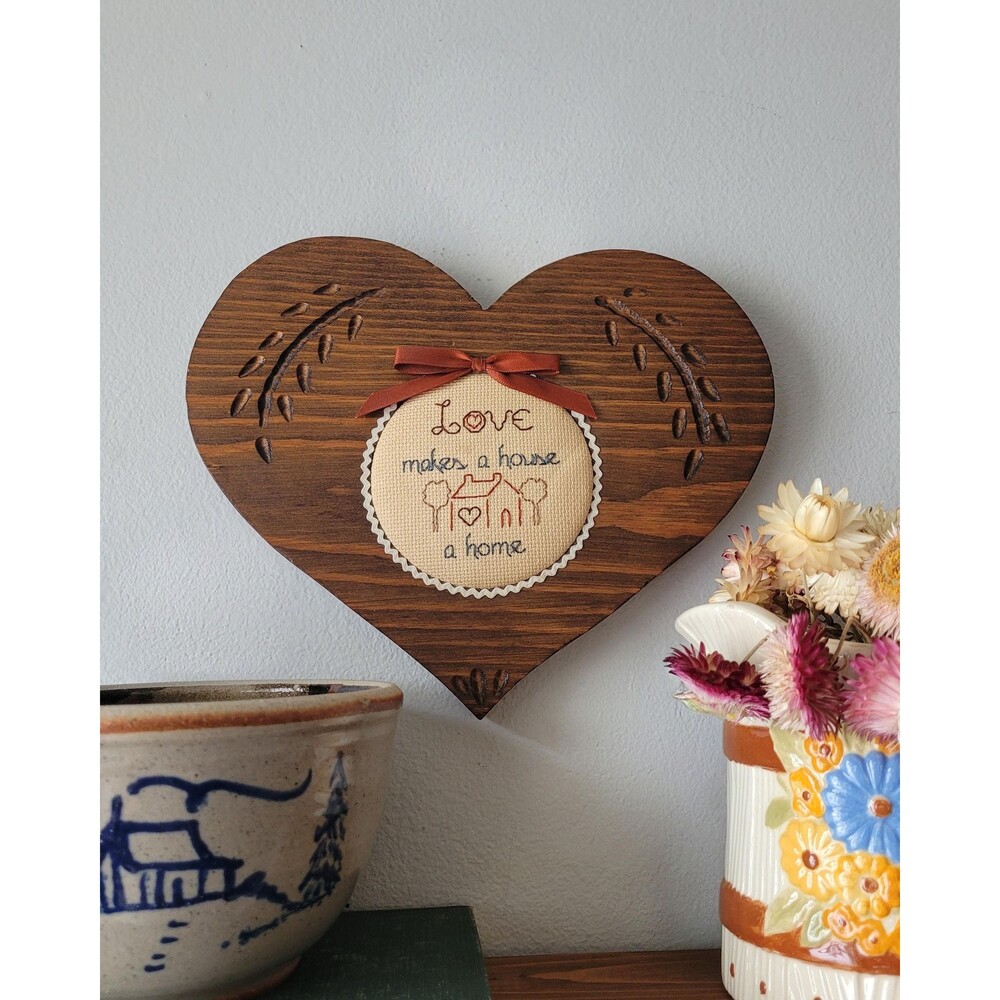 Vintage Framed Cross Stitch Art Friendship Warms the Heart